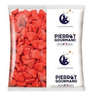 Pierrot Gourmand Gumenné bonbóny Jahodové srdce, Francúzsko, vrecko 1000g