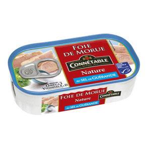 Connétable Tresčia pečeň s morskou soľou z Guerande, Francúzsko, plech 121g