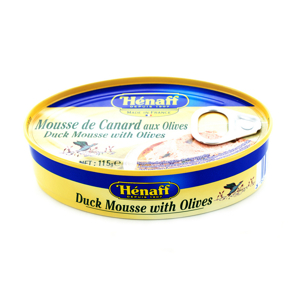 Hénaff Kačacia pena s olivami, Francúzsko, plech 115g