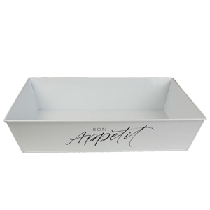 Plechový podnos biely ''Bon Appetit'', 36x25x8 cm