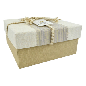 Darčeková krabica LUXURY XS 14x14x7 cm, béžová s mašľou