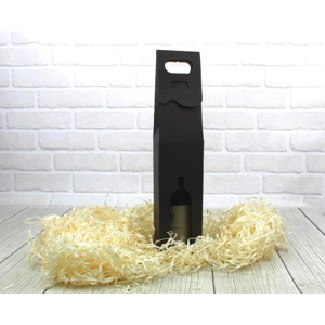 Darčeková krabička na víno s rúčkou a okienkom, čierna 43x9 cm