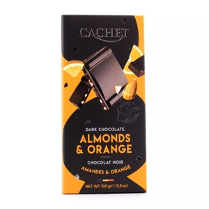 Cachet Horká čokoláda s pomarančom a mandľami, Belgicko, 100g