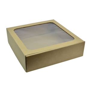 Darčeková krabička s okienkom L 250x250x70 hnedá
