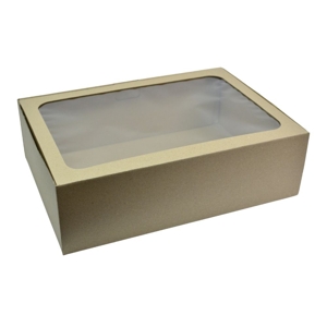 Darčeková krabička s okienkom 330x235x100 hnedá