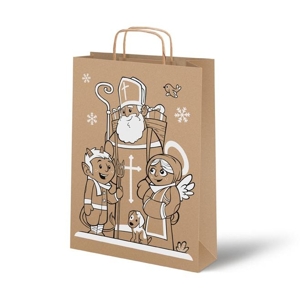 Mikulášska taška papierová s rúčkou a skladaným dnom, 22x10x28 cm