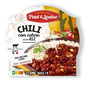 Paul & Louise Chili con carne Hovädzie mäso s ryžou, mexický štýl, Francúzsko, miska 300g