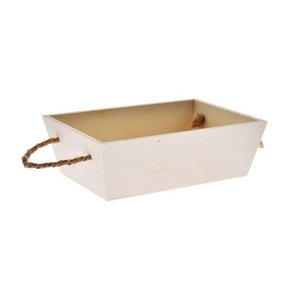 Drevená debnička - vanička so špagátovými uškami, M - 22,5x16x7,5 cm