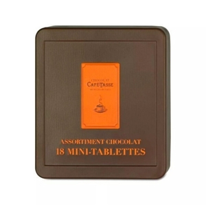 Cafe Tasse Darčeková kovová krabička s 18 ks mini čokolád (18x9g), Belgicko, 162g