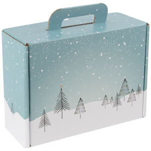Vianočná darčeková krabica - kufrík s rúčkou, polárny motív, 25x19x10 cm