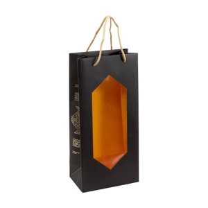 Darčeková taška Golden Black Gatsby na 2 fľaše, 16,5x10x35 cm