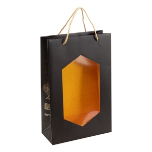 Darčeková taška Golden Black Gatsby na 3 fľaše, 24x10x35 cm